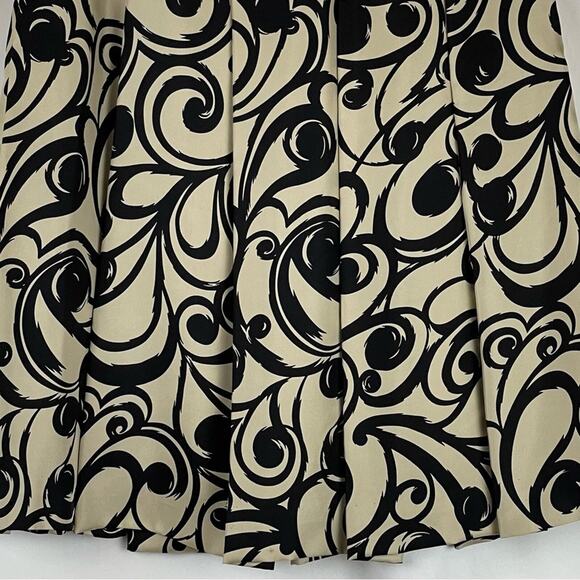 Talbots Black And Cream 100% Silk Pleated Party Event Skirt NWOT Size 4 - Picture 3 of 11